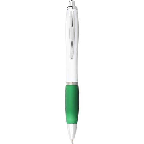 Nash Kugelschreiber weiß mit farbigem Griff (Art.-Nr. CA561970) - Kugelschreiber mit Klickmechanismus und...