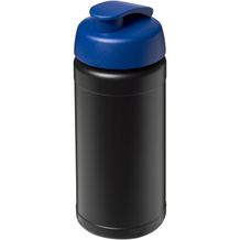 Baseline® Plus 500 ml Sportflasche mit Klappdeckel (schwarz, blau) (Art.-Nr. CA599678)