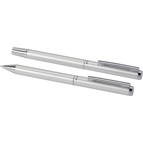 Lucetto Geschenkset mit Kugelschreiber und Tintenroller aus recyceltem Aluminium (Art.-Nr. CA648769) - Die Gehäuse dieses Kugelschreiber- un...