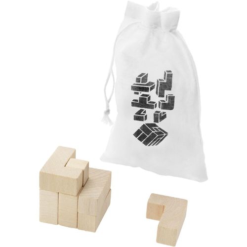 Solfee Denksportspiel (Art.-Nr. CA661868) - Puzzlesteine aus Holz in einem Baumwollb...