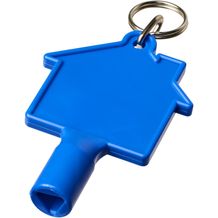 Maximilian Universalschlüssel in Hausform als Schlüsselanhänger aus recyceltem Kunststoff (blau) (Art.-Nr. CA667860)