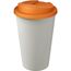 Americano® Eco 350 ml recycelter Becher mit auslaufsicherem Deckel (orange, weiss) (Art.-Nr. CA671473)