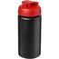 Baseline® Plus grip 500 ml Sportflasche mit Klappdeckel (schwarz, rot) (Art.-Nr. CA681389)