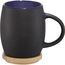 Hearth 400 ml Keramiktasse mit Holz Untersetzer (schwarz, blau) (Art.-Nr. CA695740)