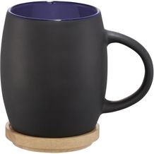 Hearth 400 ml Keramiktasse mit Holz Untersetzer (schwarz, blau) (Art.-Nr. CA695740)