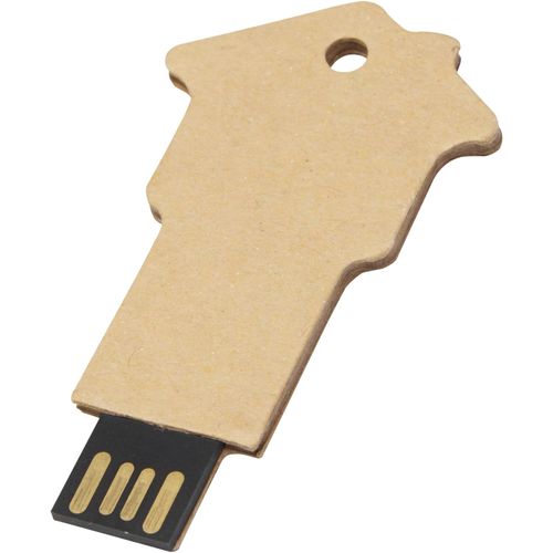 Haus USB-Stick 2.0 aus recyceltem Papier (Art.-Nr. CA748535) - Der USB-Stick 2.0 in Form eines Hauses...