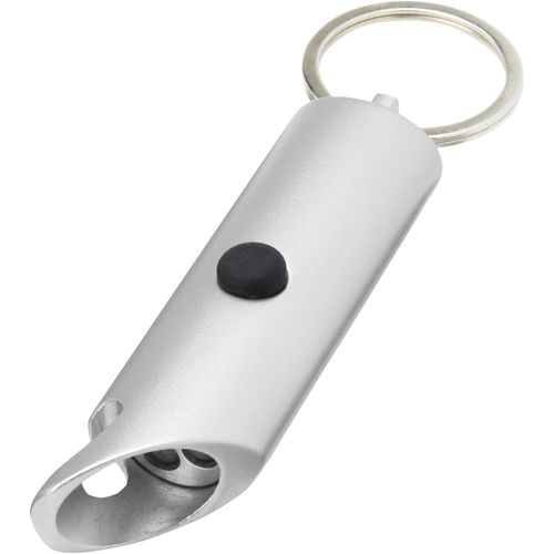 Flare IPX-LED-Lampe und Flaschenöffner aus recyceltem Aluminium mit Schlüsselanhänger (Art.-Nr. CA749148) - Helle LED Schlüsselleuchte mit Flaschen...