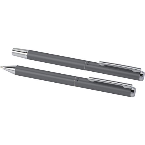 Lucetto Geschenkset mit Kugelschreiber und Tintenroller aus recyceltem Aluminium (Art.-Nr. CA757836) - Die Gehäuse dieses Kugelschreiber- un...