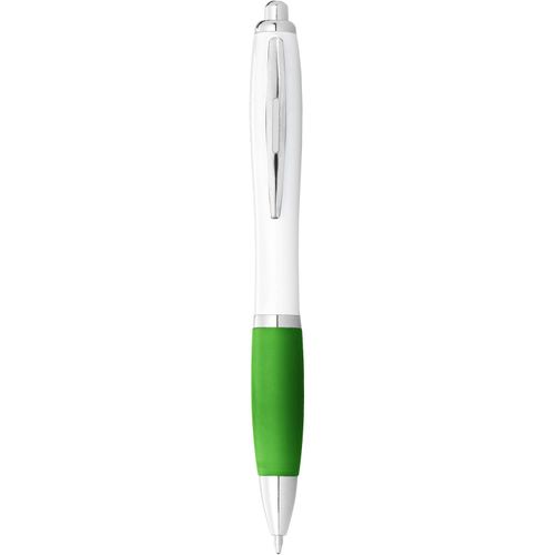 Nash Kugelschreiber weiß mit farbigem Griff (Art.-Nr. CA777790) - Kugelschreiber mit Klickmechanismus und...
