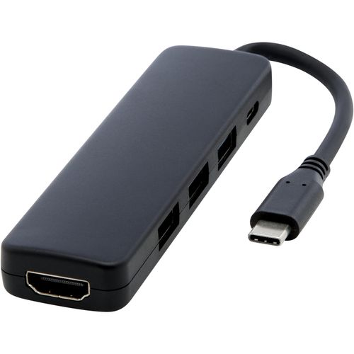 Loop Multimedia-Adapter aus recyceltem RCS Kunststoff USB 2.0-3.0 mit HDMI-Anschluss (Art.-Nr. CA785270) - Der Loop RCS-USB-Multimedia-Typ-C-Adapte...