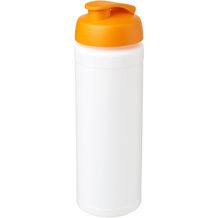 Baseline® Plus grip 750 ml Sportflasche mit Klappdeckel (weiss, orange) (Art.-Nr. CA785899)