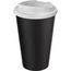Americano® Eco 350 ml recycelter Becher mit auslaufsicherem Deckel (weiss, schwarz) (Art.-Nr. CA798866)