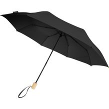 Birgit 21'' faltbarer winddichter Regenschirm aus recyceltem PET (Schwarz) (Art.-Nr. CA825310)