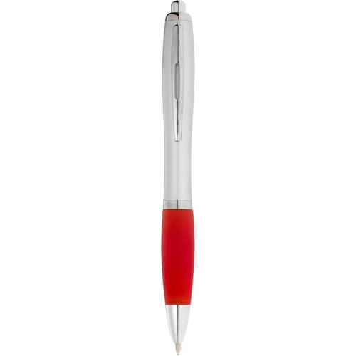 Nash Kugelschreiber silbern mit farbigem Griff (Art.-Nr. CA830749) - Kugelschreiber mit Klickmechanismus und...