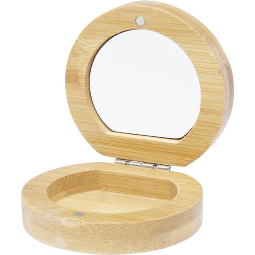 Afrodit Taschenspiegel aus Bambus (Art.-Nr. CA833361) - Kompakter Bambus-Taschenspiegel fü...