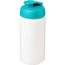 Baseline® Plus grip 500 ml Sportflasche mit Klappdeckel (weiss, aquablau) (Art.-Nr. CA834105)