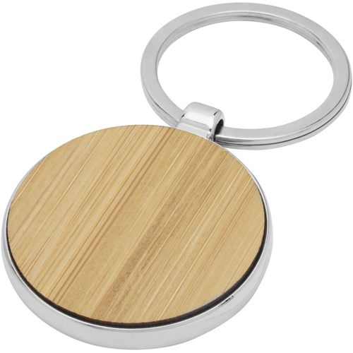 Nino runder Schlüsselanhänger aus Bambus (Art.-Nr. CA841147) - Runder Schlüsselanhänger in Premiumqua...