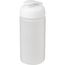Baseline® Plus grip 500 ml Sportflasche mit Klappdeckel (transparent, weiss) (Art.-Nr. CA849078)