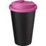Americano® Eco 350 ml recycelter Becher mit auslaufsicherem Deckel (rosa, schwarz) (Art.-Nr. CA874733)