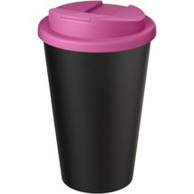 Americano® Eco 350 ml recycelter Becher mit auslaufsicherem Deckel (rosa, schwarz) (Art.-Nr. CA874733)