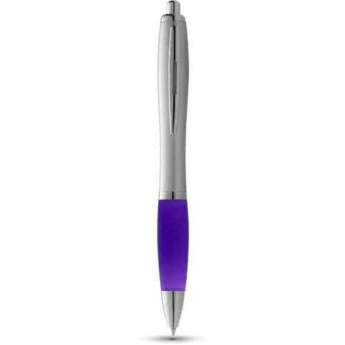 Nash Kugelschreiber silbern mit farbigem Griff (Art.-Nr. CA884387) - Kugelschreiber mit Klickmechanismus und...