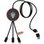 SCX.design C40 5-in-1 Ladekabel aus rPET mit 10W Ladepad und Leuchtlogo (holz, schwarz) (Art.-Nr. CA887562)