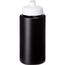 Baseline® Plus grip 500 ml Sportflasche mit Sportdeckel (schwarz, weiss) (Art.-Nr. CA888805)