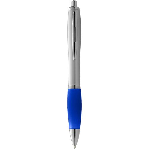 Nash Kugelschreiber silbern mit farbigem Griff (Art.-Nr. CA889114) - Kugelschreiber mit Klickmechanismus und...