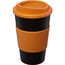 Americano® 350 ml Isolierbecher mit Schutzring (schwarz, orange) (Art.-Nr. CA892718)