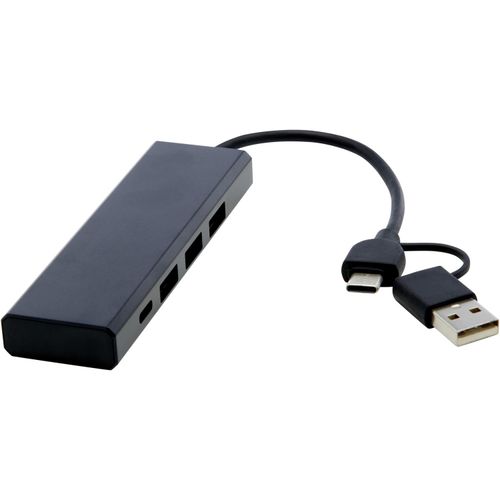 Rise USB 2.0 Hub aus recyceltem RCS Aluminium (Art.-Nr. CA897690) - USB 2.0 Hub aus RCS-recyceltem Aluminium...