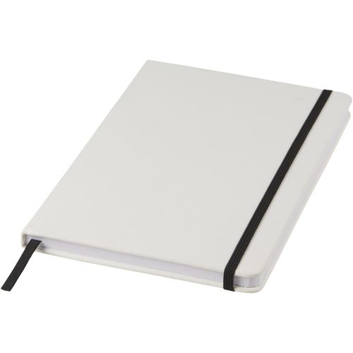 Spectrum weißes A5 Notizbuch mit farbigem Gummiband (Art.-Nr. CA898820) - Weißes A5 Notizbuch mit farbigem Gummiz...