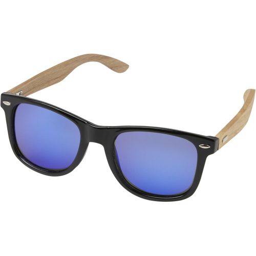Hiru verspiegelte polarisierte Sonnenbrille aus rPET/Holz in Geschenkbox (Art.-Nr. CA898935) - Die Hiru rPET/Holz Sonnenbrille wird...