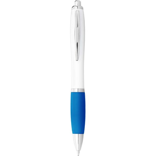 Nash Kugelschreiber weiß mit farbigem Griff (Art.-Nr. CA907311) - Kugelschreiber mit Klickmechanismus und...