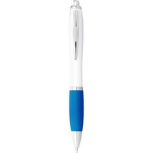 Nash Kugelschreiber weiß mit farbigem Griff (weiss, aquablau) (Art.-Nr. CA907311)