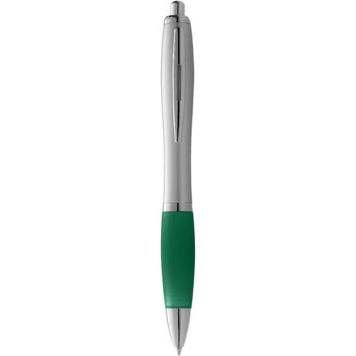 Nash Kugelschreiber silbern mit farbigem Griff (Art.-Nr. CA940540) - Kugelschreiber mit Klickmechanismus und...
