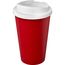Americano® Eco 350 ml recycelter Becher mit auslaufsicherem Deckel (rot, weiss) (Art.-Nr. CA972450)