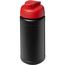 Baseline® Plus 500 ml Sportflasche mit Klappdeckel (schwarz, rot) (Art.-Nr. CA975456)