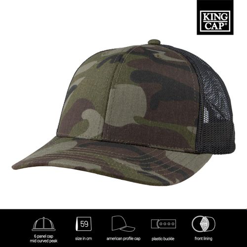 Exclusive Mid Visor Trucker Cap (Art.-Nr. CA229174) - 6 Panel Mid Visor Cap mit Frontfütterun...