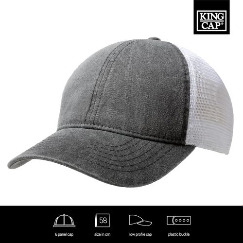 Washed Cotton Soft Mesh Trucker Cap (Art.-Nr. CA424119) - 6 Panel Trucker Cap mit Frontfütterung....