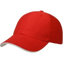 6 Panel Heavy Twill Cotton Cap (Rot / weiß) (Art.-Nr. CA592616)
