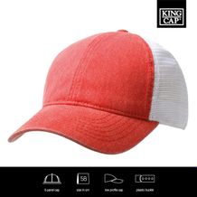 Washed Cotton Soft Mesh Trucker Cap (rot/weiß) (Art.-Nr. CA794388)