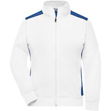 Ladies' Workwear Sweat Jacket - Sweatjacke mit Stehkragen und Kontrasteinsätzen [Gr. 4XL] (white/royal) (Art.-Nr. CA000908)