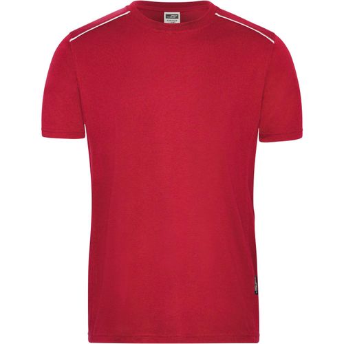 Men's Workwear T-Shirt - Strapazierfähiges und pflegeleichtes T-shirt mit Kontrastpaspel [Gr. 4XL] (Art.-Nr. CA001656) - Materialmix aus gekämmter, ringgesponne...