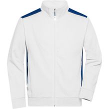 Men's Workwear Sweat Jacket - Sweatjacke mit Stehkragen und Kontrasteinsätzen [Gr. 5XL] (white/royal) (Art.-Nr. CA002111)