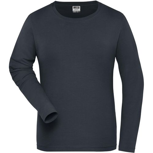 Ladies' BIO Stretch-Longsleeve Work - Langarm Shirt aus weichem Elastic-Single-Jersey [Gr. XS] (Art.-Nr. CA003499) - Gekämmte, ringgesponnene BIO-Baumwolle,...