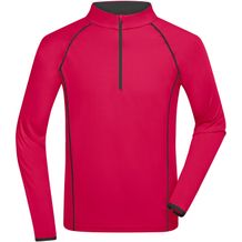 Men's Sports Shirt Longsleeve - Langarm Funktionsshirt für Fitness und Sport [Gr. XXL] (bright-pink/titan) (Art.-Nr. CA004467)
