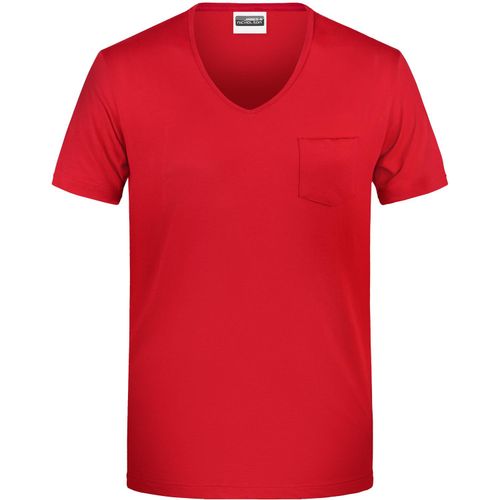 Men's-T Pocket - T-Shirt mit modischer Brusttasche [Gr. XL] (Art.-Nr. CA011047) - 100% gekämmte, ringgesponnene BIO-Baumw...