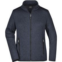 Ladies' Knitted Fleece Jacket - Modische Strickfleece Jacke mit Stehkragen [Gr. XL] (dark-grey-melange/silver) (Art.-Nr. CA011621)