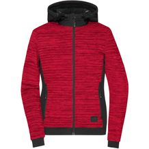 Ladies' Padded Hybrid Jacket - Wattierte Strickfleece Jacke im attraktiven Materialmix [Gr. 4XL] (red-melange/black) (Art.-Nr. CA011655)