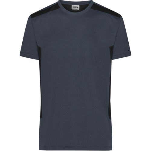 Men's Workwear T-Shirt - Strapazierfähiges und pflegeleichtes T-Shirt mit Kontrasteinsätzen [Gr. 4XL] (Art.-Nr. CA012503) - Materialmix aus gekämmter, ringgesponne...